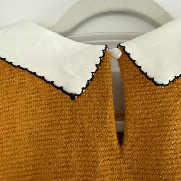 Modcloth Mustard Yellow Collared Sweater, Size L - Picture 6 of 8